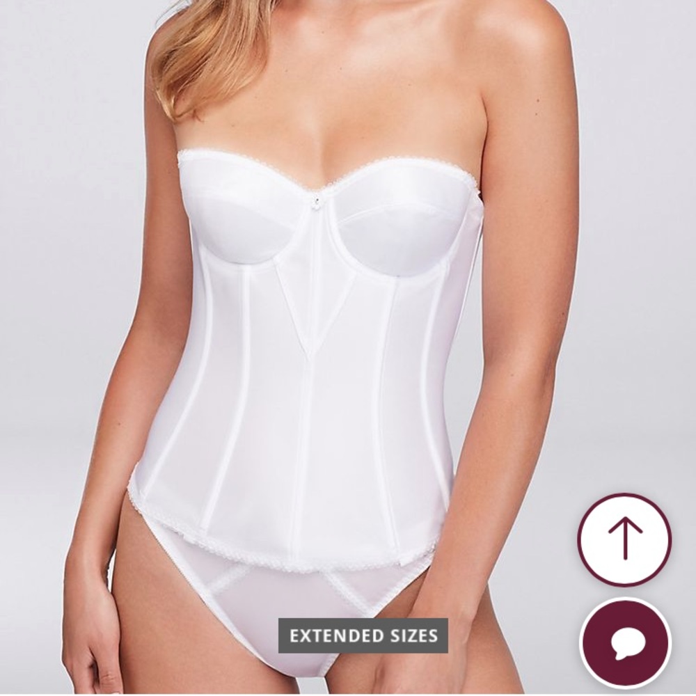 Dominique White Satin Torsolette DAVID’S BRIDAL